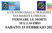 A UN ANNO DALLA TRAGEDIA DI VIA MARITI A FIRENZE: FERMARE LE MORTI SUL LAVORO